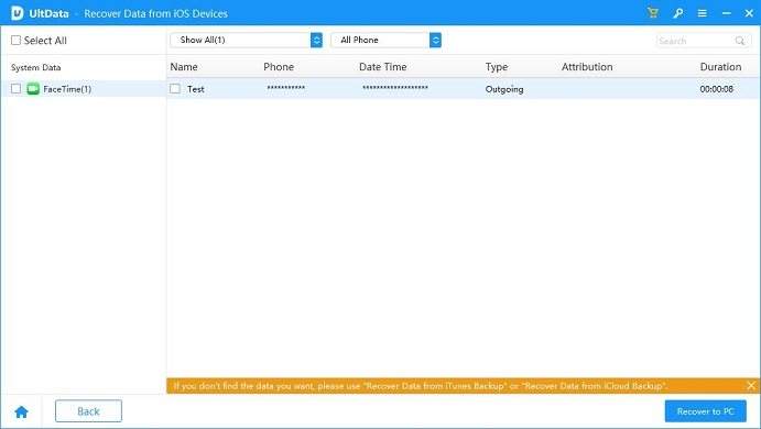 gelöschten Facetime-Anrufverlauf auf dem iPhone ultdata wiederherstellen