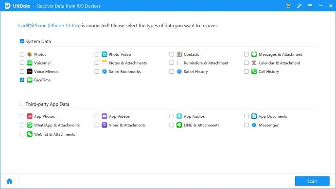 gelöschten Facetime-Anrufverlauf auf dem iPhone ultdata wiederherstellen