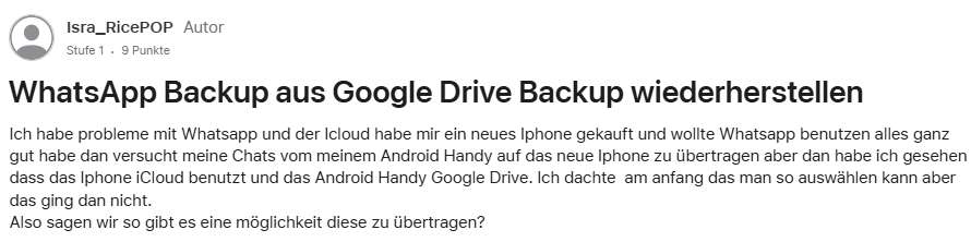 whatsapp google drive backup auf iphone