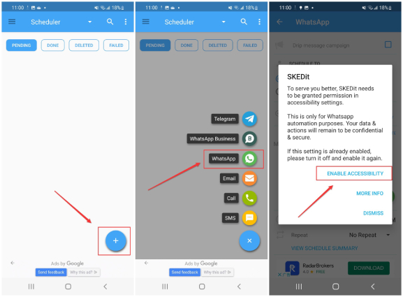 how to schedule whatsapp messages on android- select whatsapp for scheduling messages