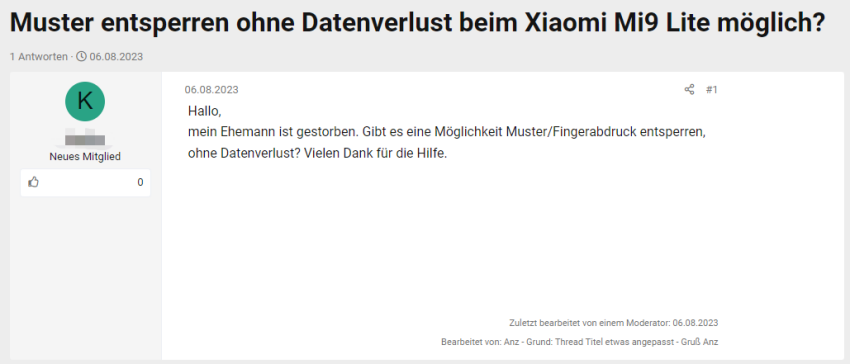 muster entsperren ohne datenverlust beim xiaomi