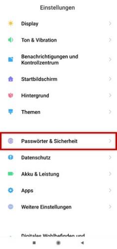 Xiaomi Einstellungen Passwort