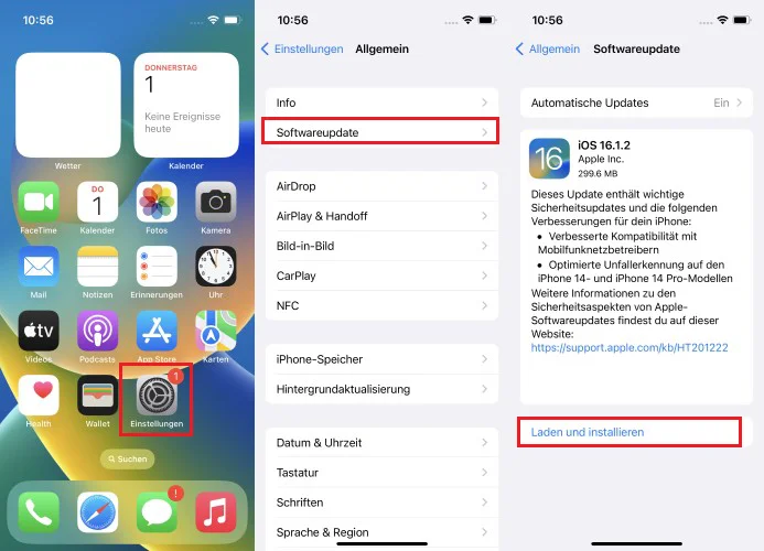 suchen sie nach ios update