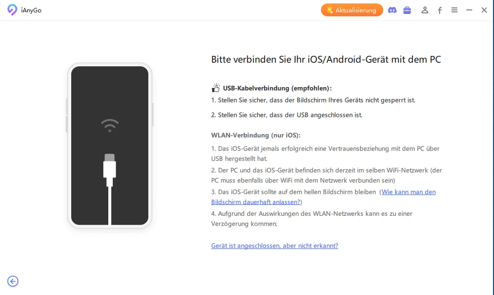 verbinden sie ihr ios oder android geraete mit dem pc