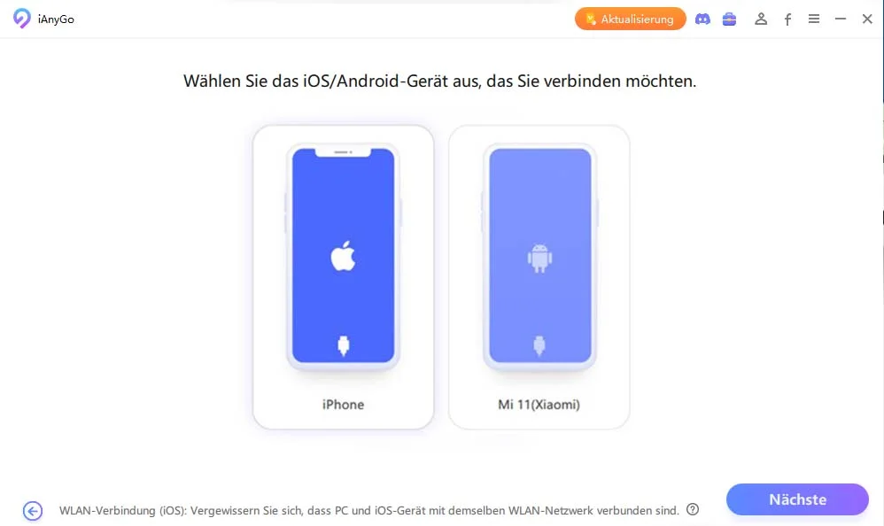 Wählen Sie das Gerät aus