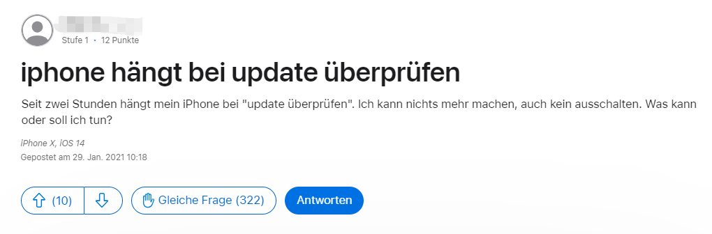 iphone hängt bei update überprüfen