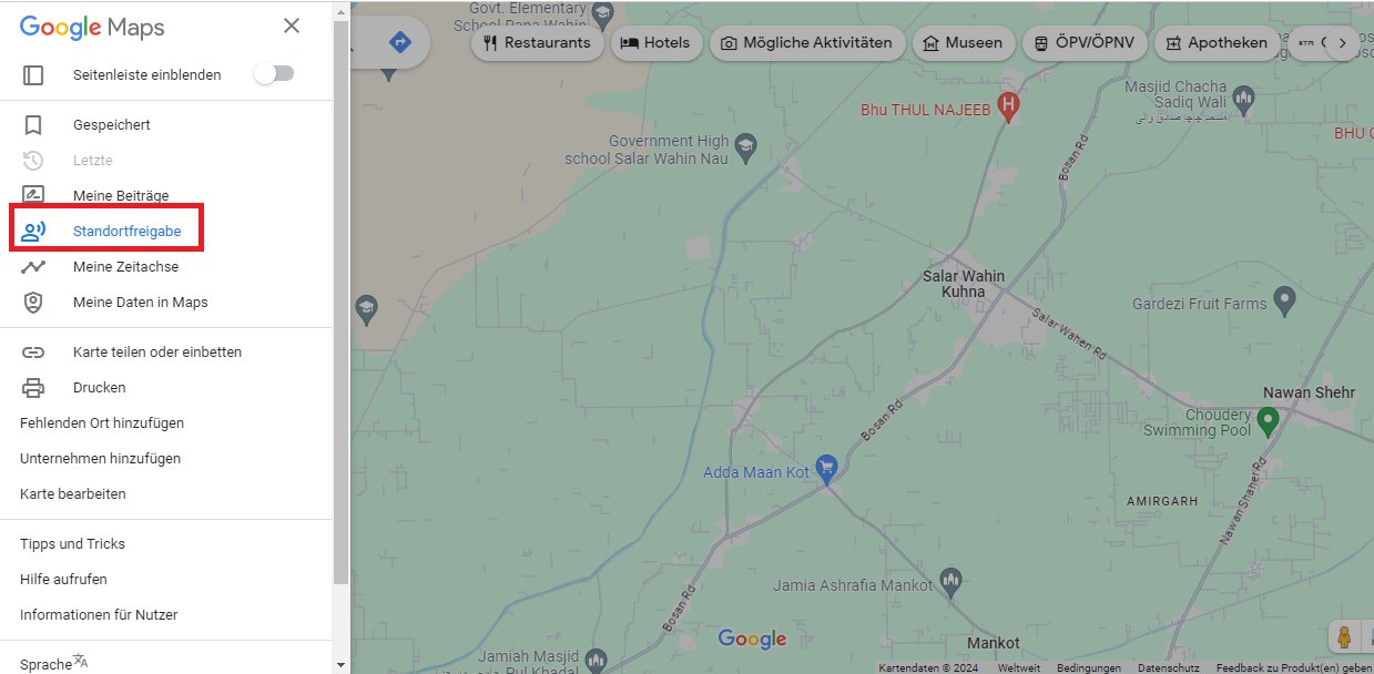 Nutzen Sie die Standortfreigabe von Google Maps